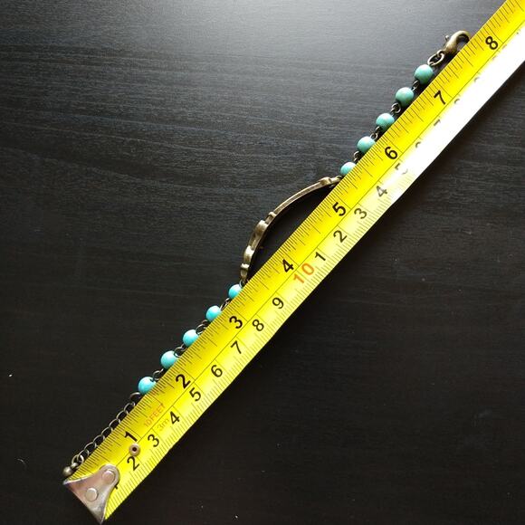 Turquoise LOVE Bracelet 6.5" - 7.5" semi-precious stones brass new old stock - Picture 11 of 13